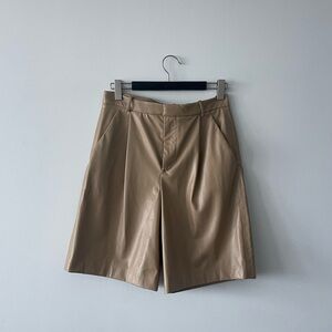 Beige leather Zara Bermuda shorts